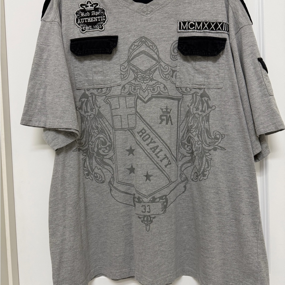 Gray Red Ape Y2K Graphic Men's T-Shirt 4x